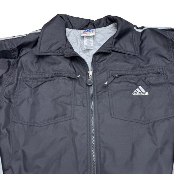 Adidas 3 Stripes Men's Insulated Black Full Zip Windbreaker Jacket, Size L - Picture 3 of 9